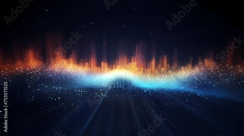 IT data and information display in modern particle energy flow, background, wallpaper