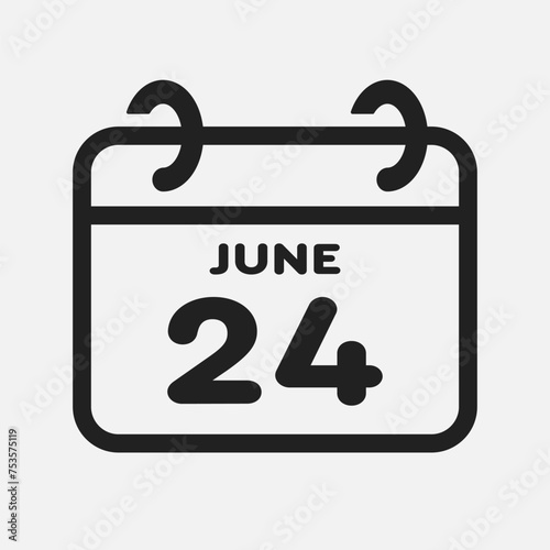 Icon page calendar day - 24 June