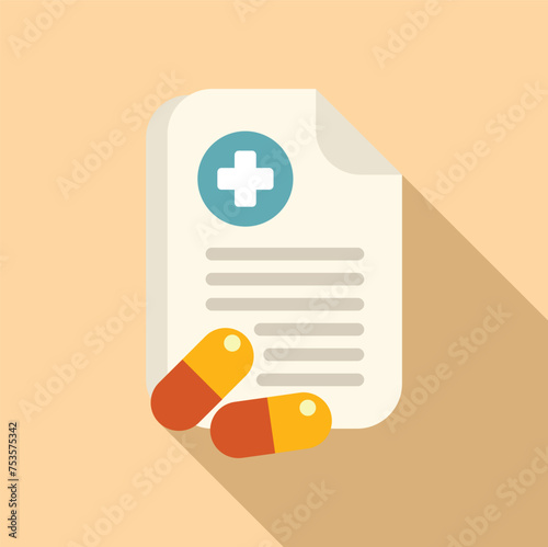 Drugs patient recommendation icon flat vector. Medical hospitalization. Well being