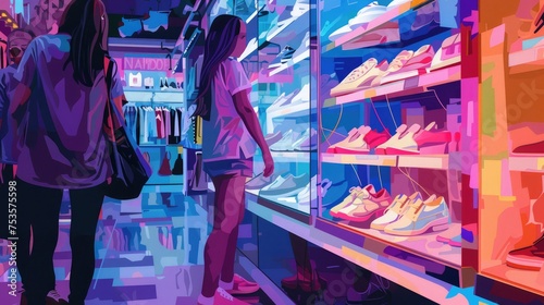 Girls are shopping for shoes