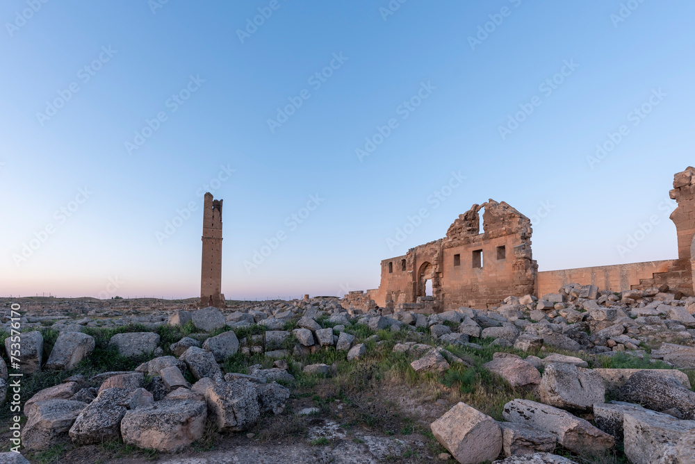 Harran University one of the oldest settlements in the world on the UNESCO World Heritage Temporary List with blue clear sky and night