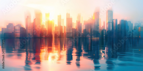 Urban Heat Island Effect: City Skylines Blurred by Heat Haze, Reflecting the Heat-Absorbing Properties of Concrete and Asphalt in the Face of Escalating Global Warming © Lila Patel