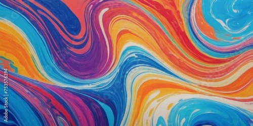 Abstract marbled acrylic paint ink painted waves painting texture colorful background banner Bold colors, rainbow color swirls wave