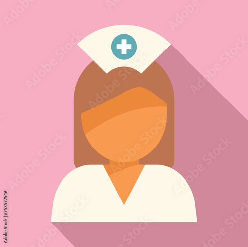 Hospital new nurse icon flat vector. Emergency patient. State nursing center