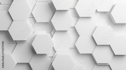 Abstract paper Hexagon white Background ,light and shadow