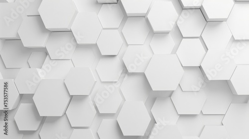 Abstract paper Hexagon white Background ,light and shadow