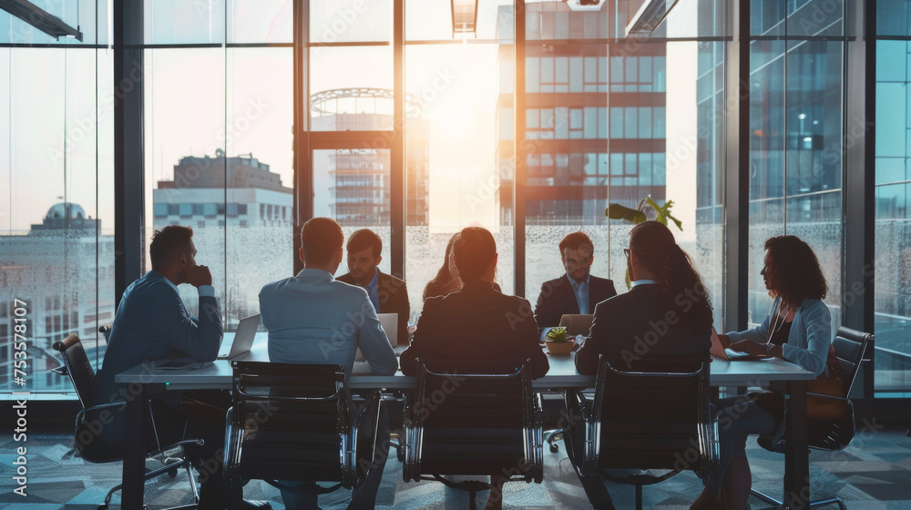 Businesspeople discussing together in conference room during meeting at office