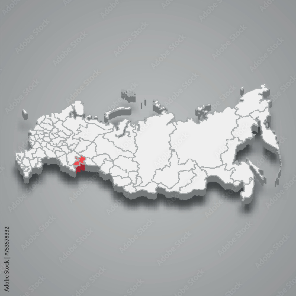 Chelyabinsk region location within Russia 3d map Chelyabinsk region location within Russia 3d map