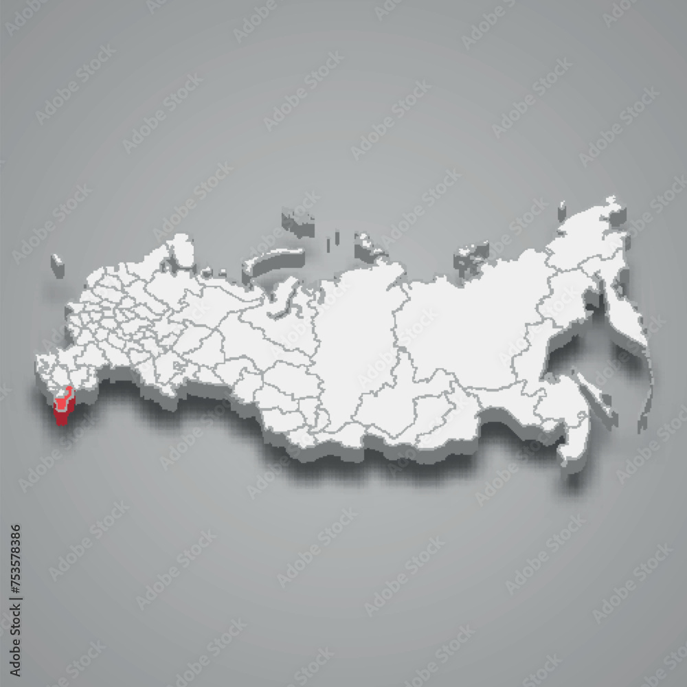 Dagestan region location within Russia 3d map Dagestan region location within Russia 3d map