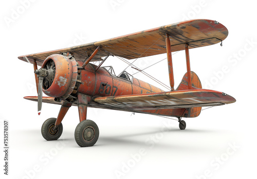 vintage airplane on white background