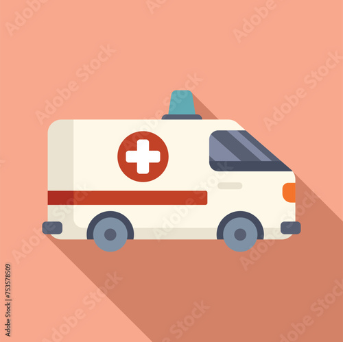 Ambulance car icon flat vector. Patient healthy location. Building center state