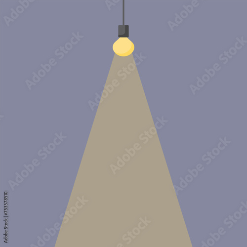 Hanging light bulb vector. Light from lamp icon. Glowing light bulb. Light bulb hanging from the ceiling vector. Room lighting concept.