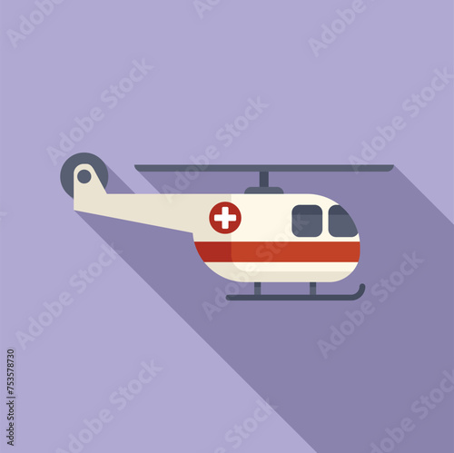 Ambulance emergency helicopter icon flat vector. Care clinic center. Well being patient