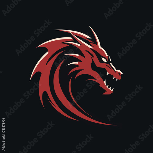 Wallpaper Mural A dragon head with red and black colors. Vector illustration Torontodigital.ca