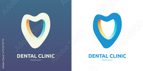 Dental Clinic Logo modern Tooth abstract design vector template Linear style. Dentist or stomatology medical doctor Logotype concept icon. Tooth symbol very suitable for your business dental logo.