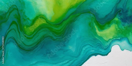 Abstract watercolor paint background by teal color blue and green with liquid fluid texture for background