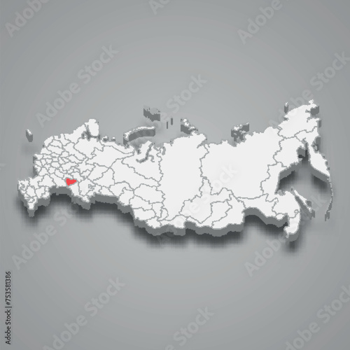 Samara region location within Russia 3d map photo