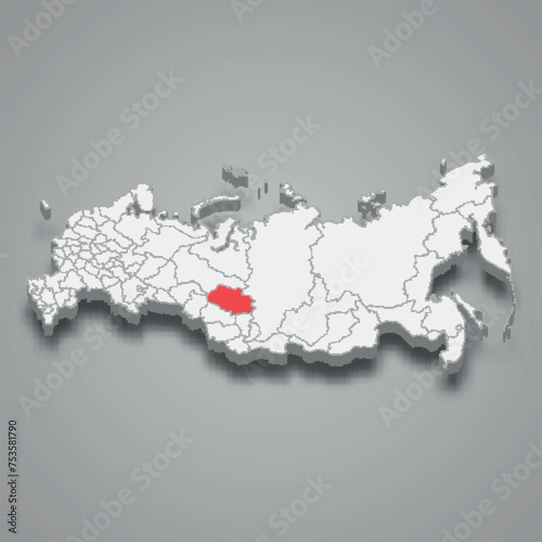 Tomsk region location within Russia 3d map photo