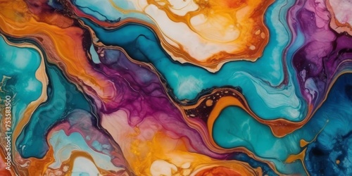 Alcohol ink colours translucent. Abstract multicolor marble texture background. Design wrapping paper, wallpaper. Mixing acrylic paints. Modern fluid art. Alcohol Ink Pattern