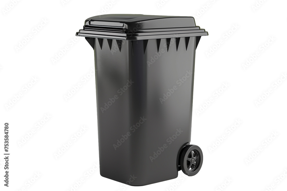 Isolated plastic trash can with a lid for household waste Isolated plastic trash can with a lid for household waste