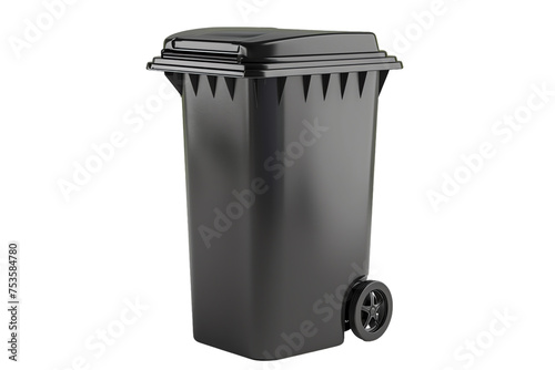 Isolated plastic trash can with a lid for household waste