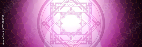 Purple color, glass surface illustration, with graphic mandala elements, space for text
