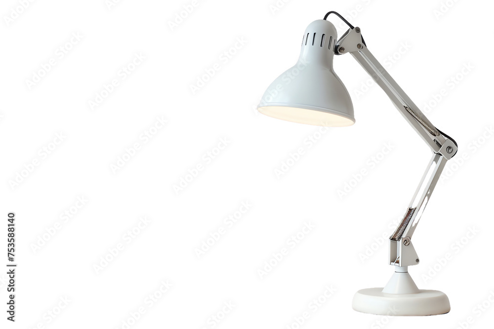 A silver table lamp or a bright light bulb isolated on a white background for design purposes A silver table lamp or a bright light bulb isolated on a white background for design purposes