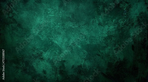 Elegant dark emerald green background with black shadow border and old vintage grunge texture design photo