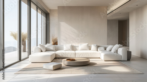 Interior design composition in modern white living room