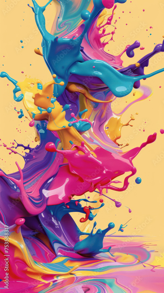 Obraz premium A mesmerizing vortex of paint in shades of blue and pink, reminiscent of cotton candy, perfect for a graphic design website background or promotional materials for a candy store.