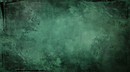 Elegant dark emerald green background with black shadow border and old vintage grunge texture design