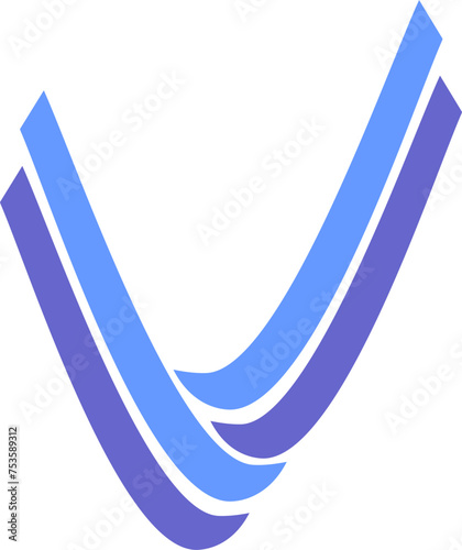  letter V initial brand identity vector logo 3d graphic blue ribbon