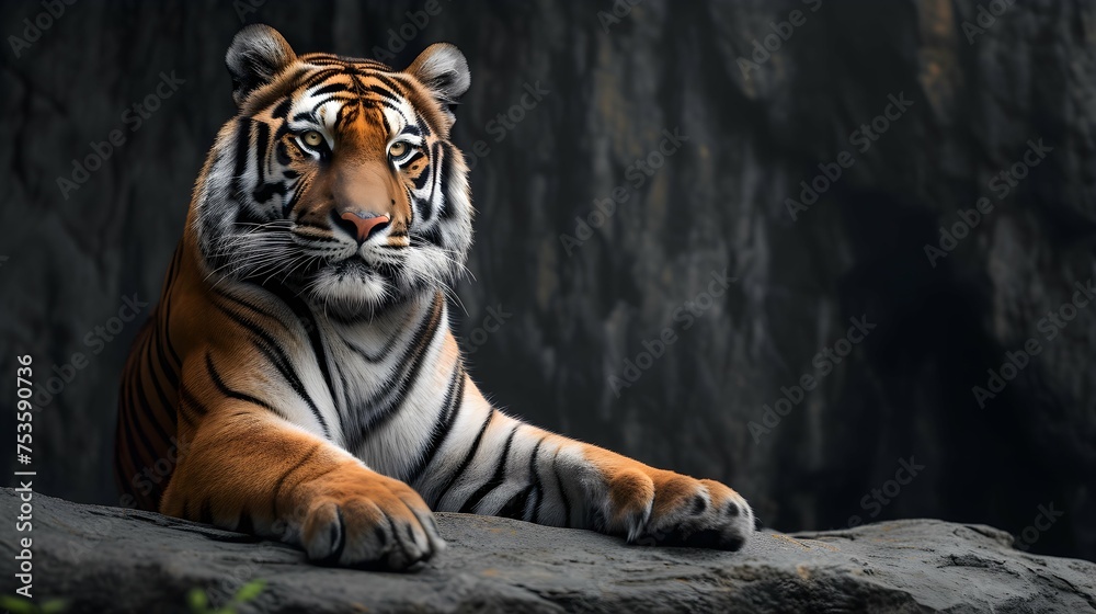 a cinematic and Dramatic portrait image for tiger