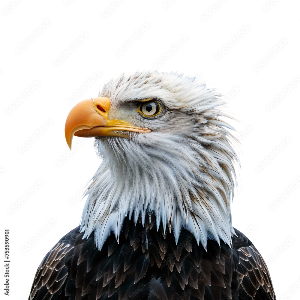 Obraz premium American Bald Eagle isolated on white or transparent background.