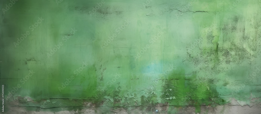 Green painted concrete wall background