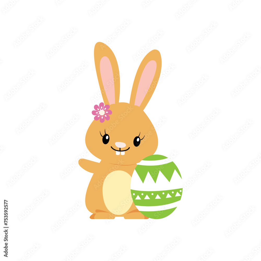 Fototapeta premium Easter cartoon bunny or rabbit. Easter cartoon bunny vector illustration.