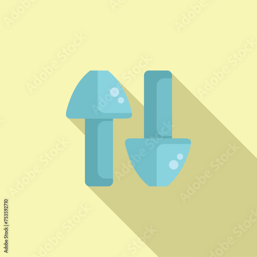 Device earplugs icon flat vector. Cover foam canal. Medical noise reduction