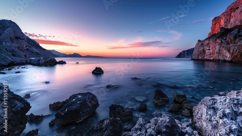 View of the sea with beautiful colors and sunset effect