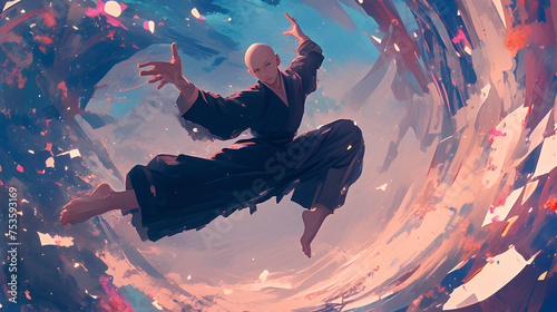 attraction of bald anime characters floating