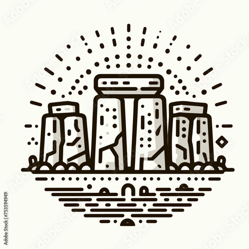 vector illustration of stonehenge against icon logo sticker tattoo.