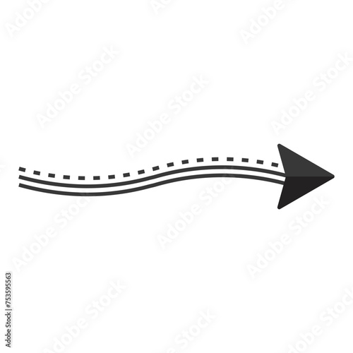 Black arrow pointer cursor, Arrow silhouette icon, Vector element isolated on white.