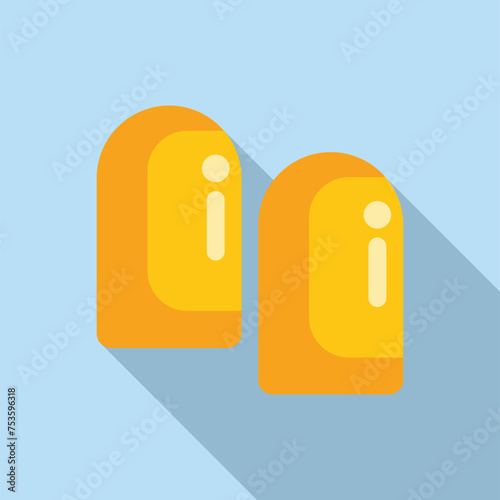 Foam earplugs icon flat vector. Sound protection equipment. Noise reduction