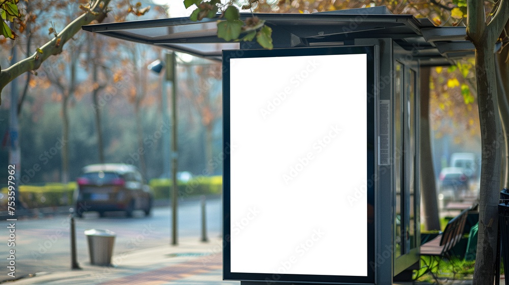 Fototapeta premium plakat, mockup, bushaltestelle, citylight, werbung, öffentlich, präsentation, ansicht, nacht, licht stadt, großfläche, 18/1, innenstadt, öpnv, bus, billboard, blank, werben, ads, anzeige, business