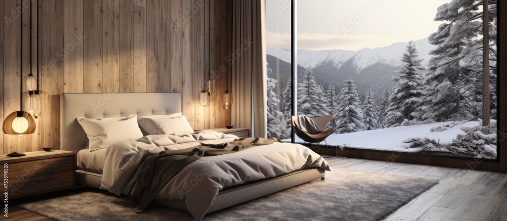 Contemporary cozy bedroom or hotel room Contemporary cozy bedroom or hotel room