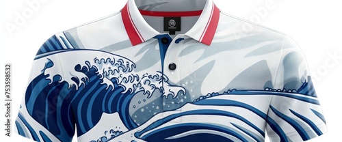 Polo Shirt With Wave Design