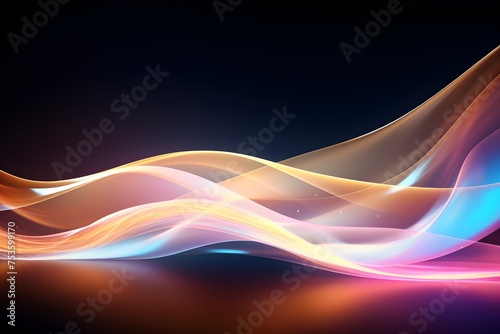 Blurry glowing wave and neon lines abstract 3d wallpaper background generative ai 