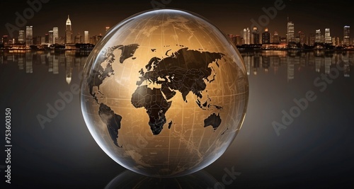 Globe earth on Global Business Protection Concept on a Dynamic Background