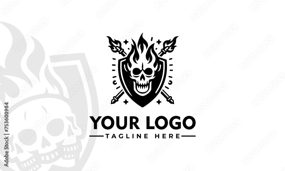 fire Skull vector logo design Vintage Security fire Skull logo vector for business identity