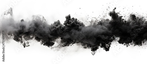 Eerie Black Smoke Billowing on White Background - Abstract Atmospheric Concept