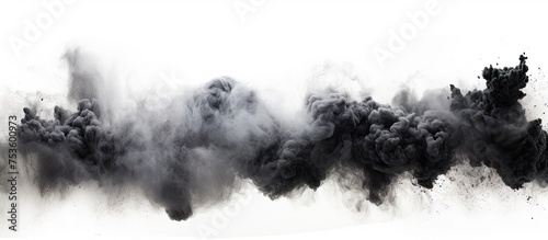 Ethereal Black Smoke Billowing on Clean White Background - Abstract Concept of Mystery and Contrast